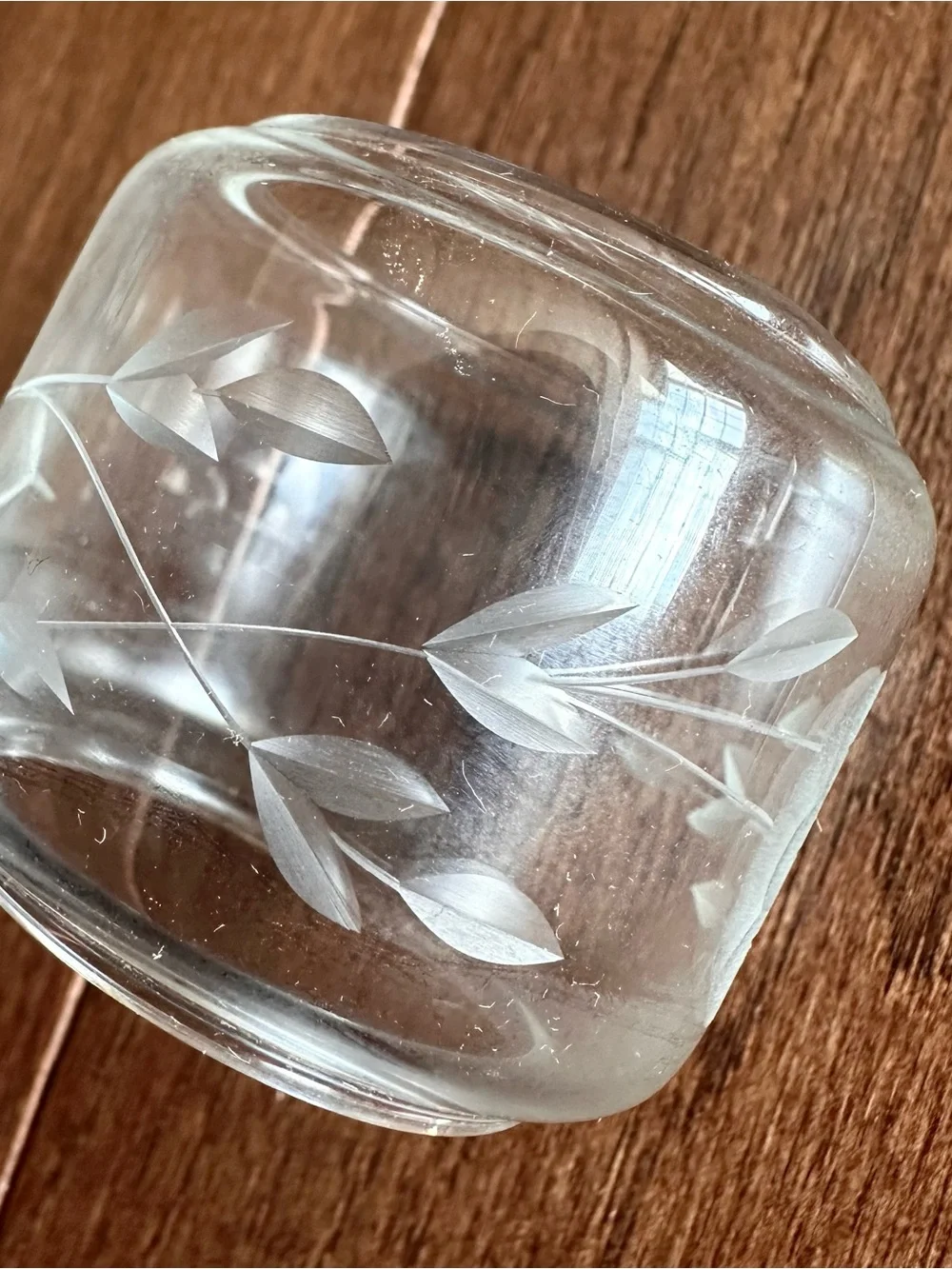 Princess House Vintage Heritage Handblown crystal, Etched-Glass, 7 Napkin Rings